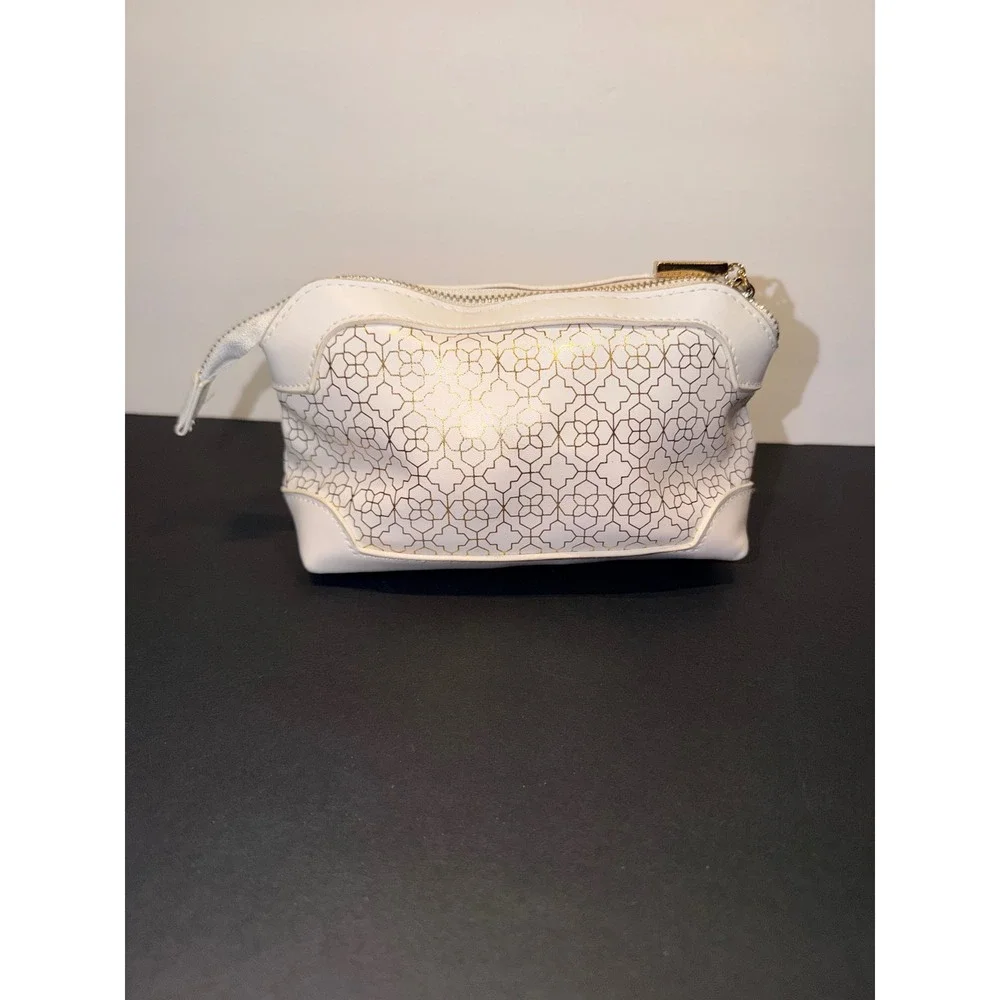 Kendra Scott Makeup Bag White Gold Medallion Logo Cosmetic Pouch Travel Case
